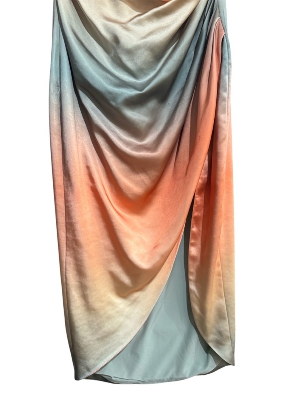 Elliatt One-Shoulder Ombre Peach, Coral & Sage Midi Dress - Picture 4 of 5